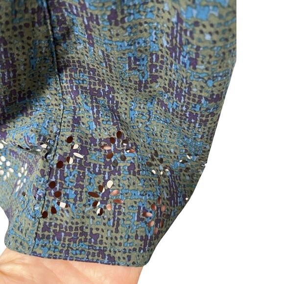 Toad & Co Sunkissed Petal Mini Dress Size S Green Laser Cutout Hem Stretch - Picture 5 of 9